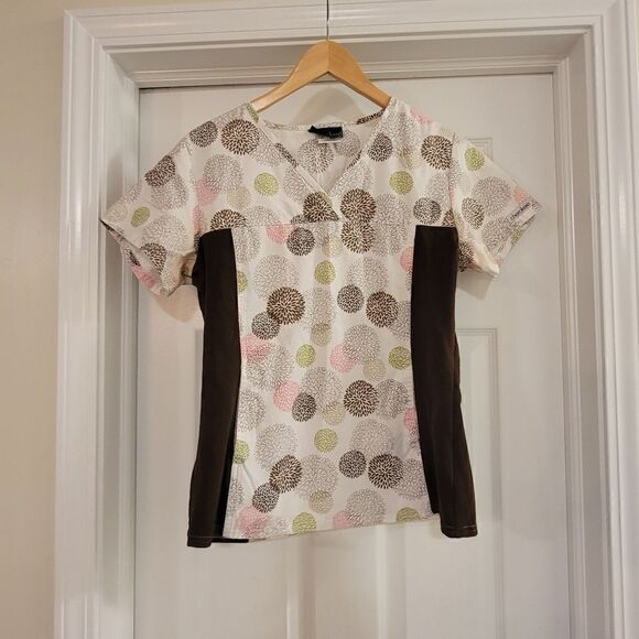 Cherokee Flexibles Scrubs V-Neck Knit Panel Top PPTL size small - Picture 1 of 4